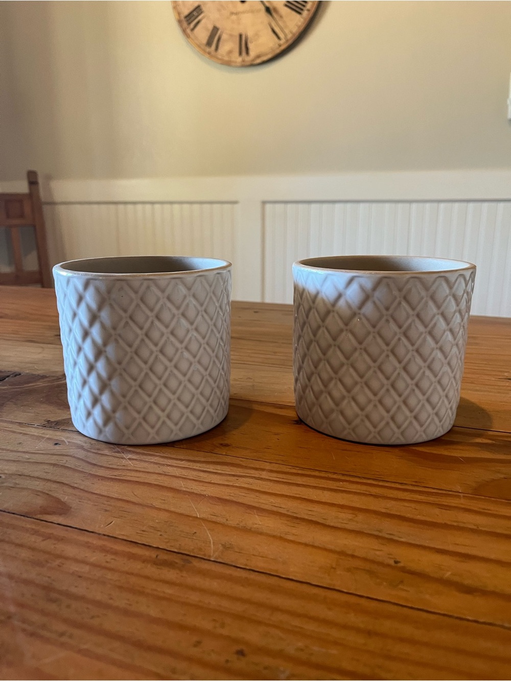 IKEA Chiafron Off White Glazed Clay Pots Set of 2